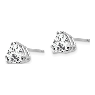 14K White Gold 7mm CZ Trillion Stud Earrings – view 2