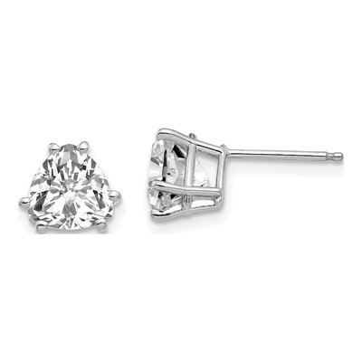 14K White Gold 7mm CZ Trillion Stud Earrings
