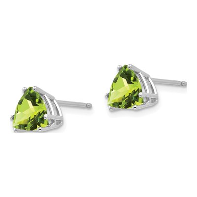 14K White Gold 7mm Peridot Trillion Stud Earrings – view 2