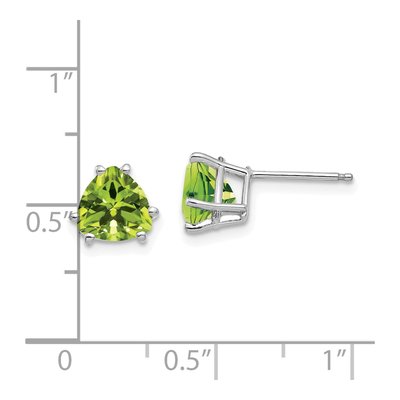 14K White Gold 7mm Peridot Trillion Stud Earrings – view 4