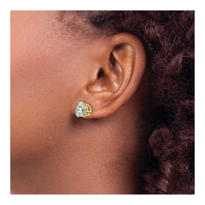 14K Yellow Gold 8mm Green Quartz Trillion Stud Earrings – view 3