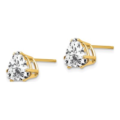 14K Yellow Gold 8mm CZ Trillion Stud Earrings – view 2