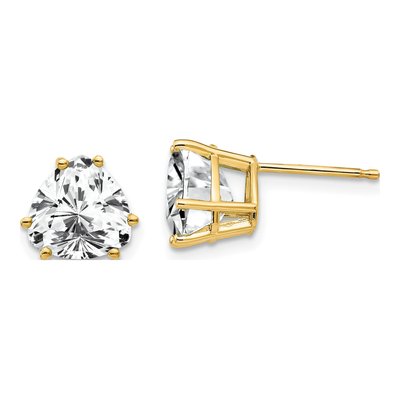 14K Yellow Gold 8mm CZ Trillion Stud Earrings