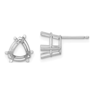 14K White Gold Trillion Earring Mounting