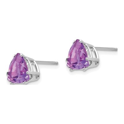14K White Gold 8mm Amethyst Trillion Stud Earrings – view 2