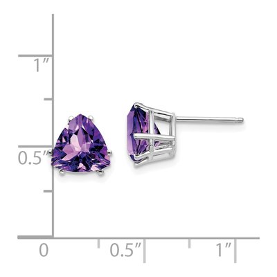 14K White Gold 8mm Amethyst Trillion Stud Earrings – view 4