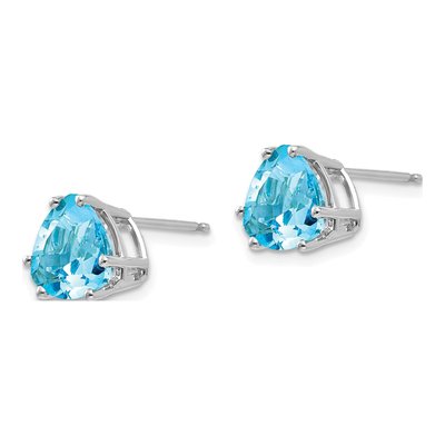 14K White Gold 8mm Swiss Blue Topaz Trillion Stud Earrings – view 2