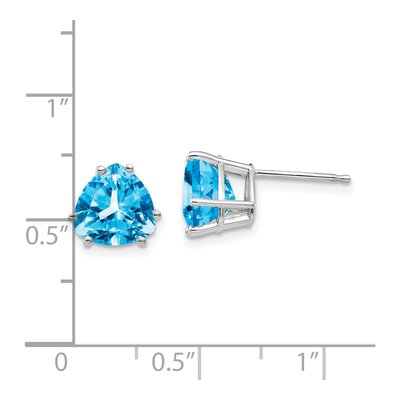 14K White Gold 8mm Swiss Blue Topaz Trillion Stud Earrings – view 4
