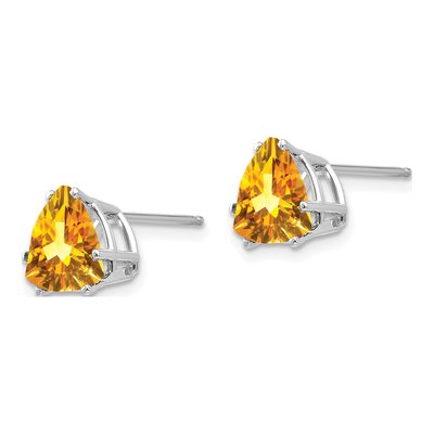 14K White Gold 8mm Citrine Trillion Stud Earrings – view 2