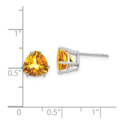 14K White Gold 8mm Citrine Trillion Stud Earrings – view 4