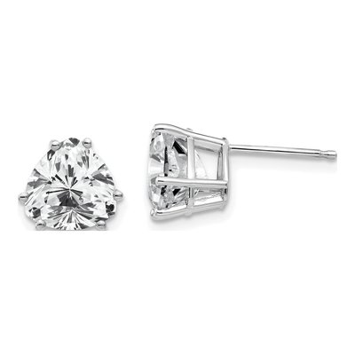 14K White Gold 8mm CZ Trillion Stud Earrings