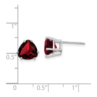 14K White Gold 8mm Garnet Trillion Stud Earrings – view 4