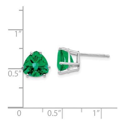 14K White Gold 8mm Lab-Created Helenite Trillion Stud Earrings – view 4