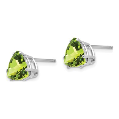 14K White Gold 8mm Peridot Trillion Stud Earrings – view 2