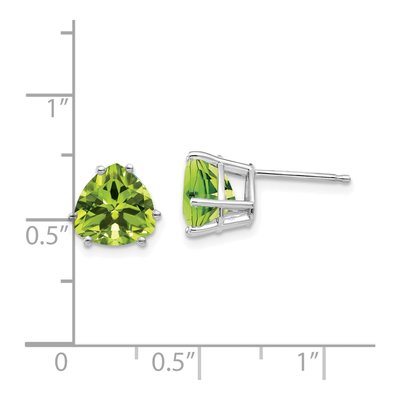 14K White Gold 8mm Peridot Trillion Stud Earrings – view 4