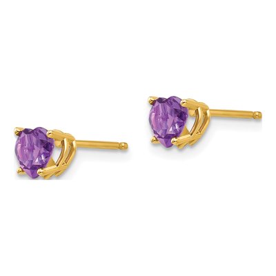 14K Yellow Gold 5mm Amethyst Heart Stud Earrings – view 3