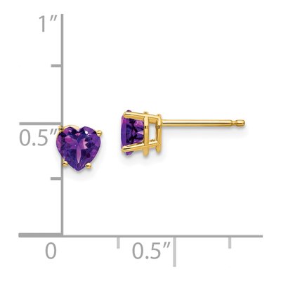 14K Yellow Gold 5mm Amethyst Heart Stud Earrings – view 5