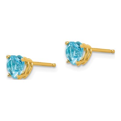 14K Yellow Gold 5mm Swiss Blue Topaz Heart Stud Earrings – view 3