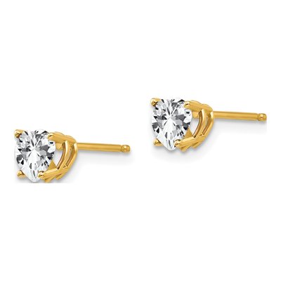 14K Yellow Gold 5mm CZ Heart Stud Earrings – view 3