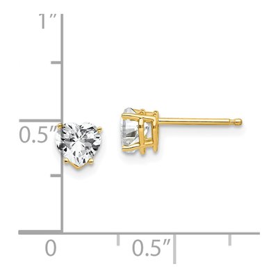 14K Yellow Gold 5mm CZ Heart Stud Earrings – view 5