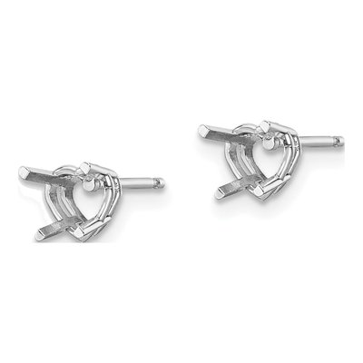 14K White Gold Heart Earring Mounting – view 3