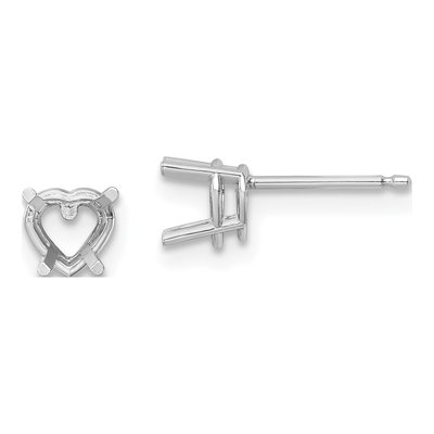14K White Gold Heart Earring Mounting