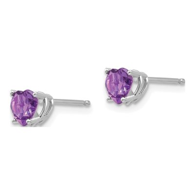 14K White Gold 5mm Amethyst Heart Stud Earrings – view 3
