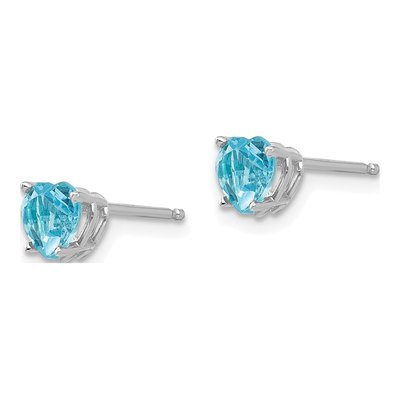 14K White Gold 5mm Swiss Blue Topaz Heart Stud Earrings – view 3