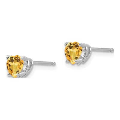 14K White Gold 5mm Citrine Heart Stud Earrings – view 2