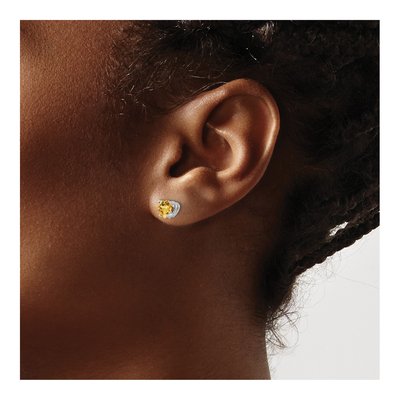 14K White Gold 5mm Citrine Heart Stud Earrings – view 3