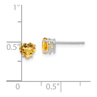 14K White Gold 5mm Citrine Heart Stud Earrings – view 4