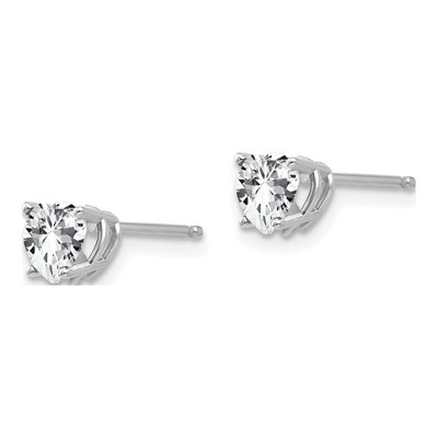 14K White Gold 5mm CZ Heart Stud Earrings – view 3