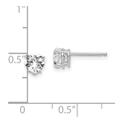 14K White Gold 5mm CZ Heart Stud Earrings – view 5