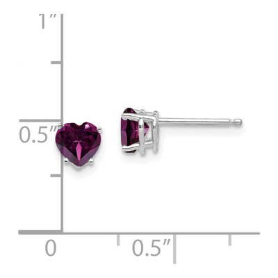 14K White Gold 5mm Rhodolite Garnet Heart Stud Earrings – view 5