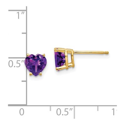 14K Yellow Gold 6mm Amethyst Heart Stud Earrings – view 5