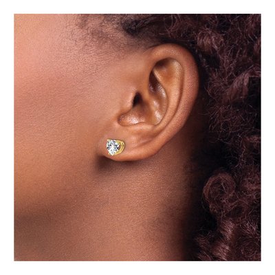 14K Yellow Gold 6mm CZ Heart Stud Earrings – view 3