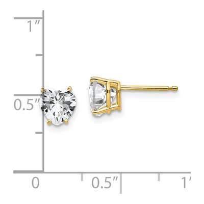 14K Yellow Gold 6mm CZ Heart Stud Earrings – view 4
