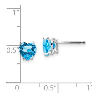 14K White Gold 6mm Swiss Blue Topaz Heart Stud Earrings – view 5