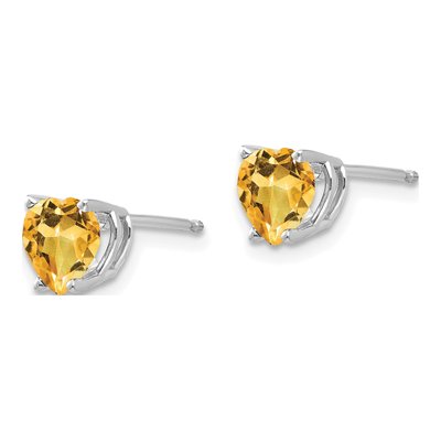 14K White Gold 6mm Citrine Heart Stud Earrings – view 2