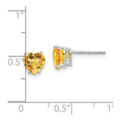 14K White Gold 6mm Citrine Heart Stud Earrings – view 4