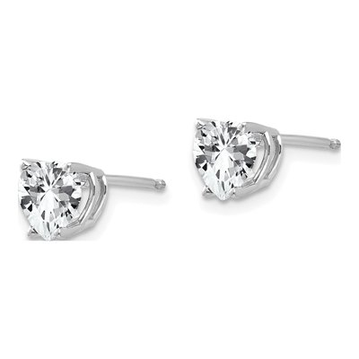 14K White Gold 6mm CZ Heart Stud Earrings – view 3