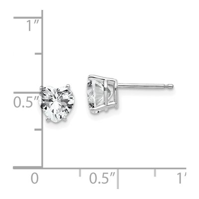 14K White Gold 6mm CZ Heart Stud Earrings – view 5