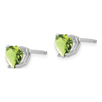14K White Gold 6mm Peridot Heart Stud Earrings – view 2