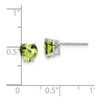 14K White Gold 6mm Peridot Heart Stud Earrings – view 4