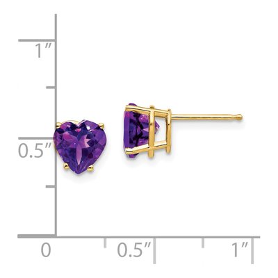 14K Yellow Gold 7mm Amethyst Heart Stud Earrings – view 5