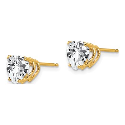 14K Yellow Gold 7mm CZ Heart Stud Earrings – view 2