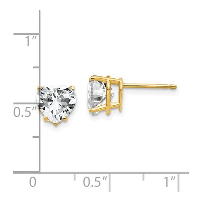 14K Yellow Gold 7mm CZ Heart Stud Earrings – view 4