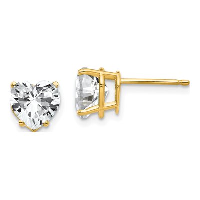 14K Yellow Gold 7mm CZ Heart Stud Earrings