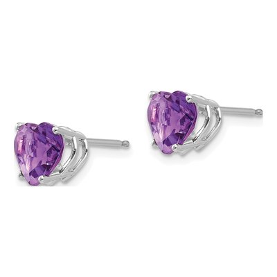 14K White Gold 7mm Amethyst Heart Stud Earrings – view 3