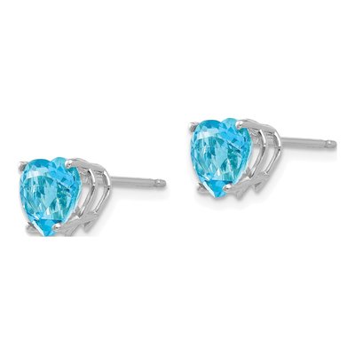 14K White Gold 7mm Swiss Blue Topaz Heart Stud Earrings – view 2
